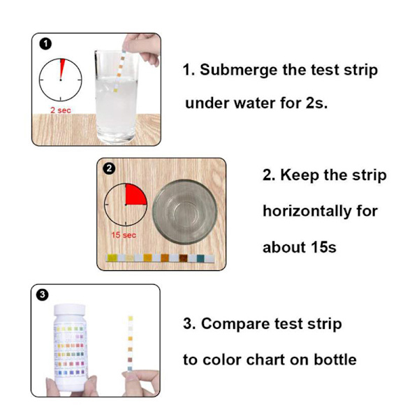 6 i 1 flerbruks klor PH teststrimler SPA svømmebasseng W White one size