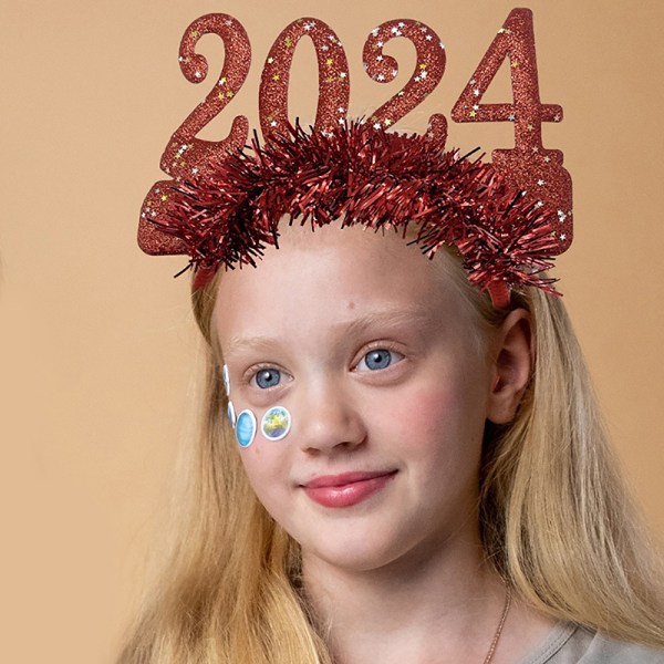 2024 Hyvää Uutta Vuotta Hiuspanta Glitter Star Sequin Hair Hoop osa Red one size