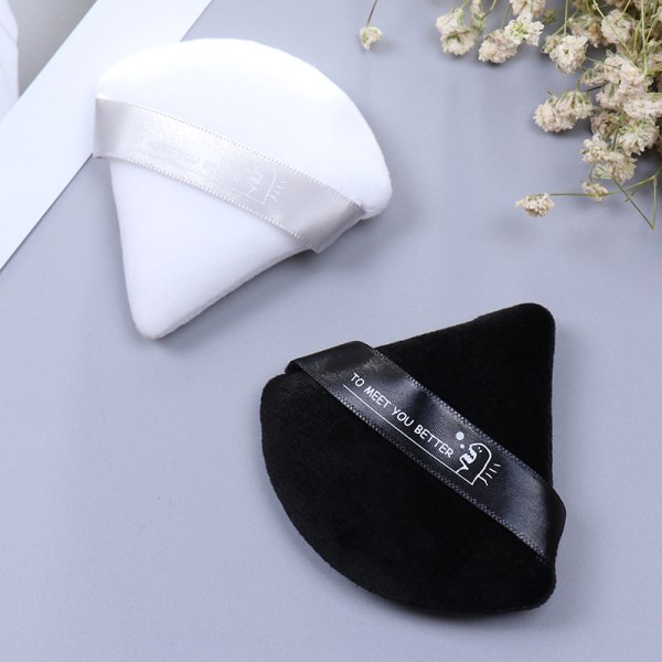 Mini Triangle Velvet Facial Face Puff Kosmeettinen meikki Cotton Sa White+Black One Size