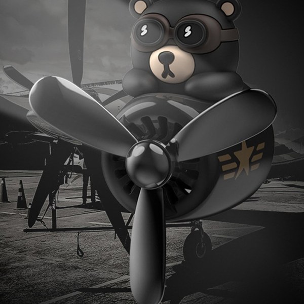 Bear Pilot Car Air Freshener Roterande Propeller Utlopp Doft Black