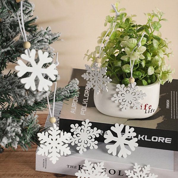 24 Hvide Snefnug Ornamenter Træ Snefnug Jul White