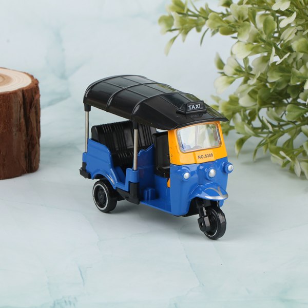 Alloy Tricycle Retro Simulation Model Three Wheeled Motorcycle Blue 1pc