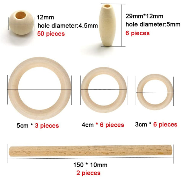 1Set rame sladd bomullsrep med träring träpärlor för gör-det-själv