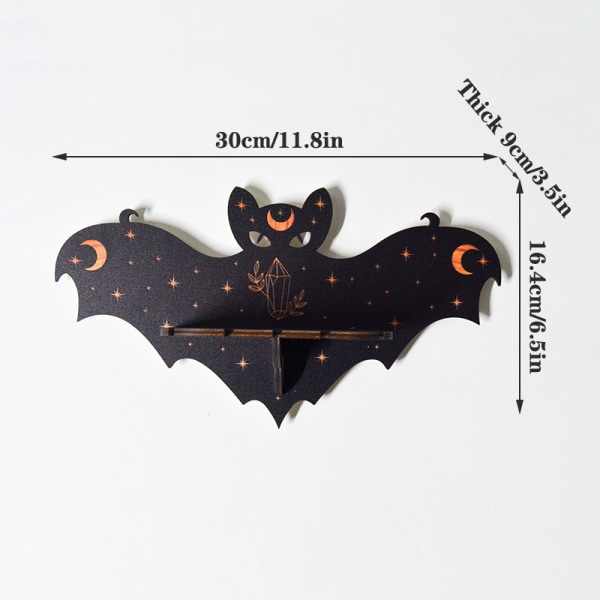 Fladdermushylla Kisthylla Spöklika flytande hyllor Goth Decor Bat S Black one size