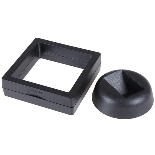 70*70mm Svart 3D flytende smykker mynt display ramme holder boks Black One Size