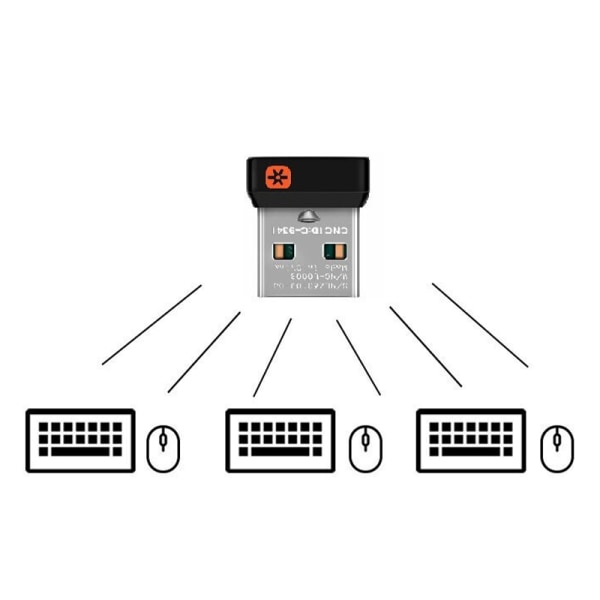 Langaton Dongle-vastaanotin yhdistävä USB -sovitin Logitech PC M:lle Black 6 channels