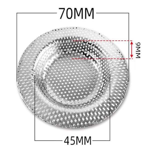 Rustfritt stål Kjøkken Vannvask Filter Vask Mesh Sil Fl Silver 7cm