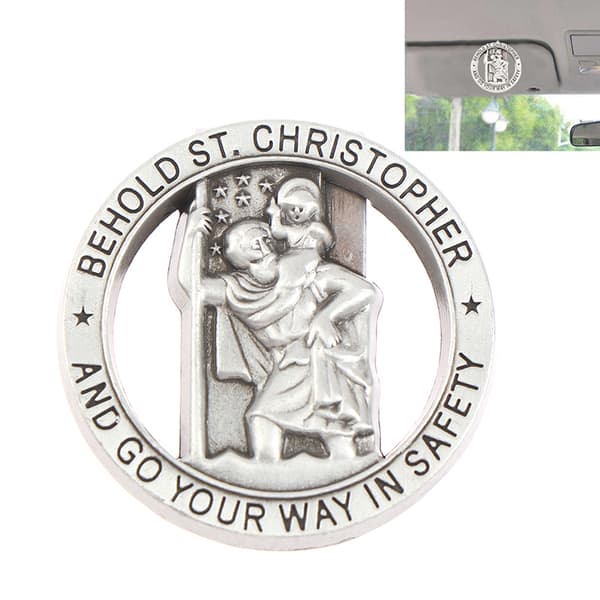 St Christopher Medal Car Saint Christopher Visir Clip Auto Sun Onesize