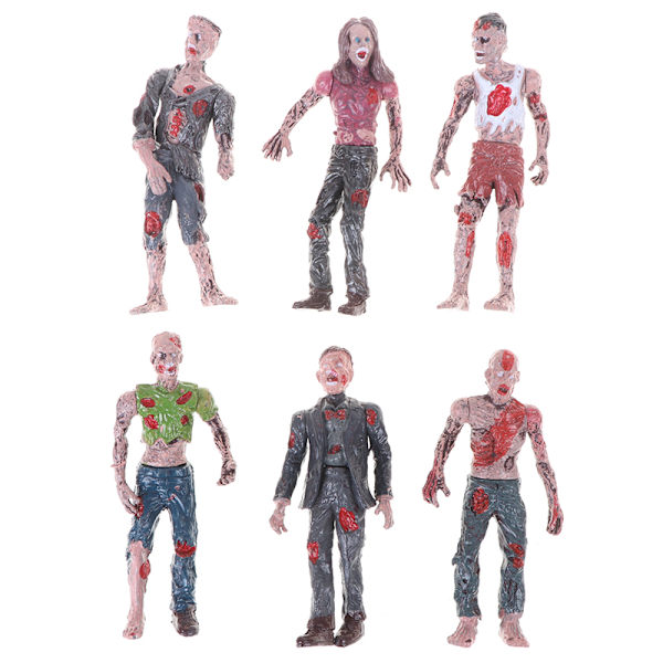 6 stk Walking Corpses Model Terror Zombies Børn Børn Action Multicolor One Size