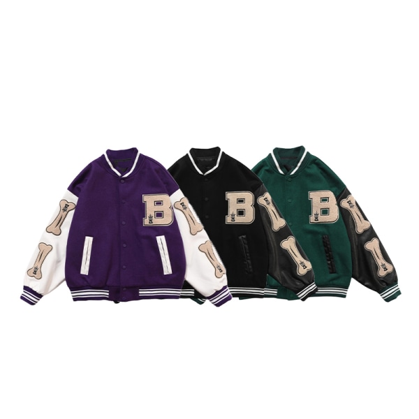 Harajuku Bomber Jackets Couple Baseball-takki Autumn Unisex V Purple XL