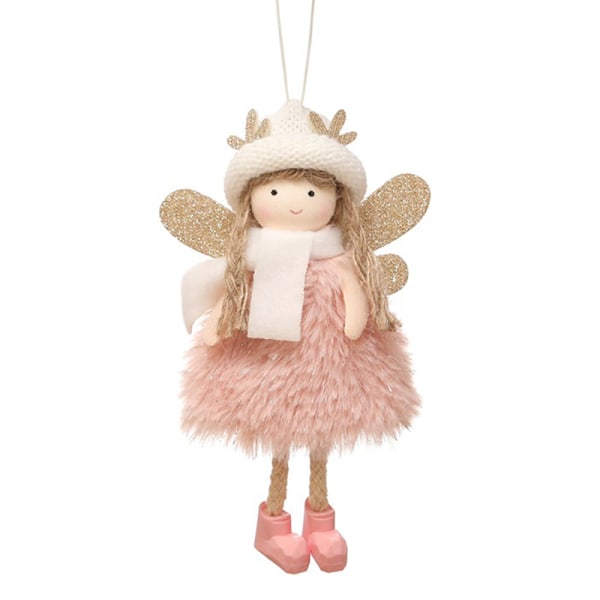Julepynt Angel Antlers Plysj Doll Pendant Xmas Tree H Pink 15*9*4cm