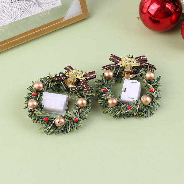 1:12 1/6 dukkehus Miniature juleguirlande med lette dukker A2 Onesize