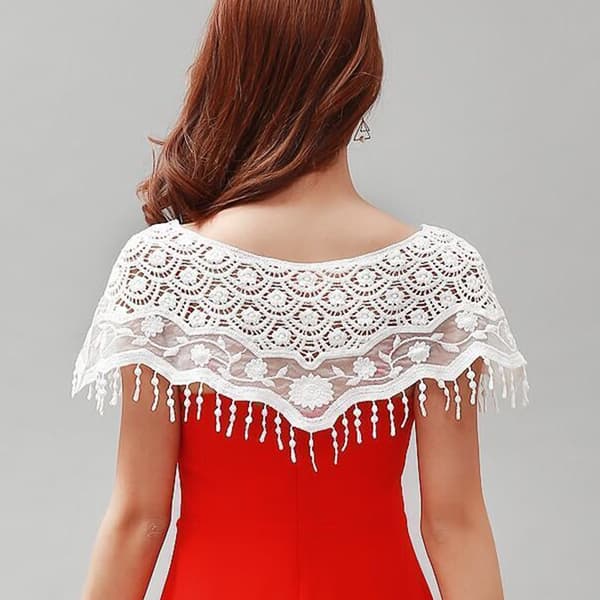 Kvinder strik udhulet sjal wrap bryllup brude aftenkjole L A4 One Size
