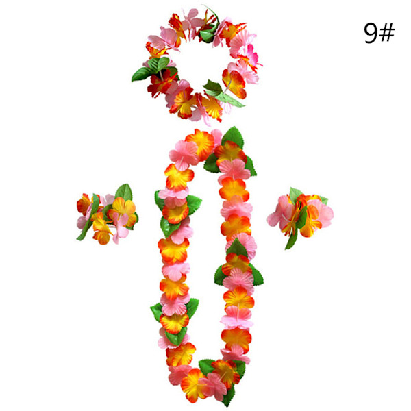 4 kpl / set Hawaiian Flower leis Garland kaulakoru tee-se-itse koristelu F 9 One Size