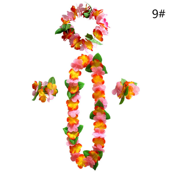 4st/ set Hawaiian Flower Leis Garland Halsband DIY-dekoration F 9 One Size