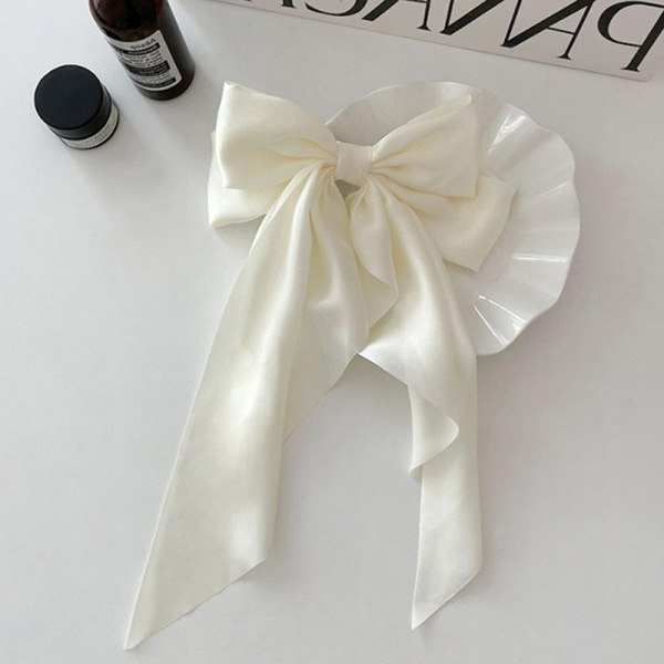 Sløyfebånd Hårnålshodeplagg Enkel Elegant Satin Spring Clip Fi White ONESIZE