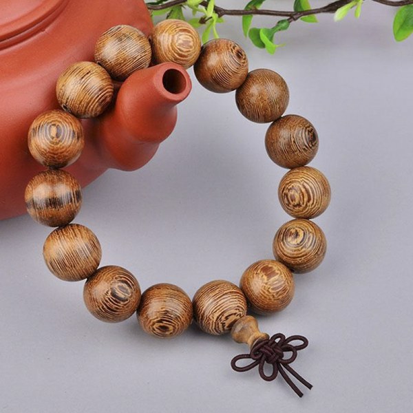 15mm Trä Tibet Buddha Buddhist Bön Pärlor Armband Mala Bang Brown one size