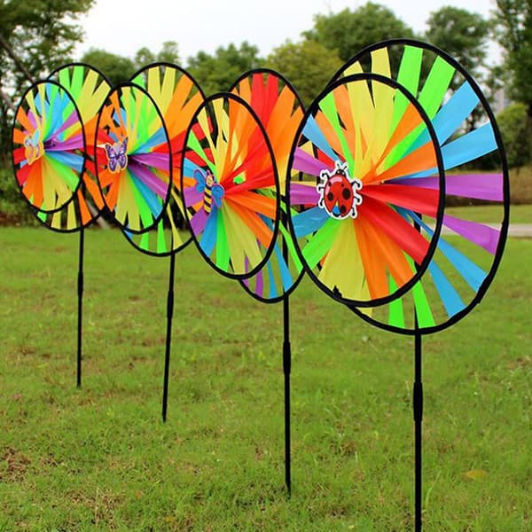 4 kpl kaksikerroksinen värikäs tuulimyllyn tuulimylly lasten lelu Multicolor 4PCS