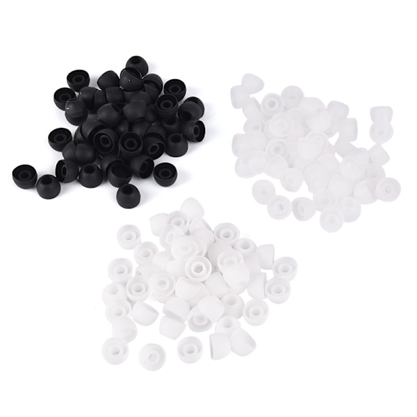 50 STK Øreplugger Hodetelefon Myk Silikon In Ear Buds Tips Cover Repl White