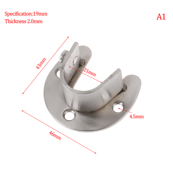 19/22/25/32 mm Garderobsfäste Rostfritt stål Stångsocket Flang Silver A1