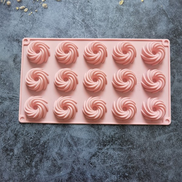 15 Hål Spiralform Silikon Form Mousse Dessertbakning Pink onesize