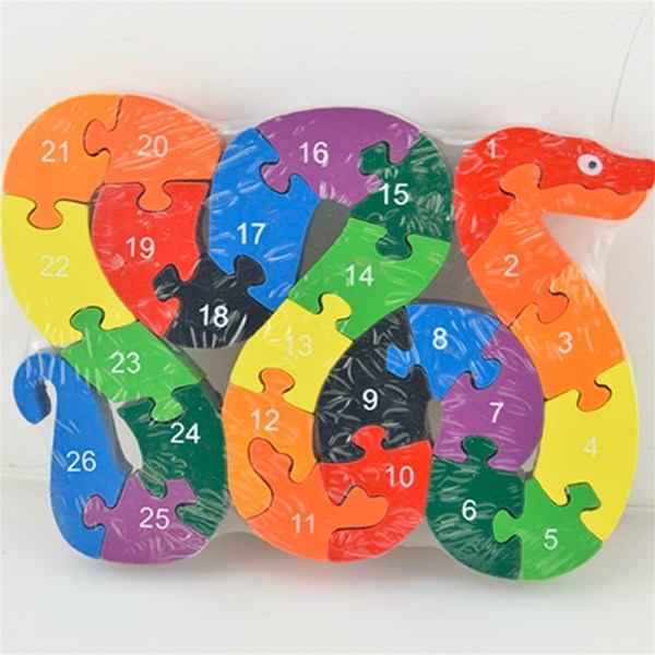 26 stk alfabet træpuslespil puslespil børn nummerblok førskole