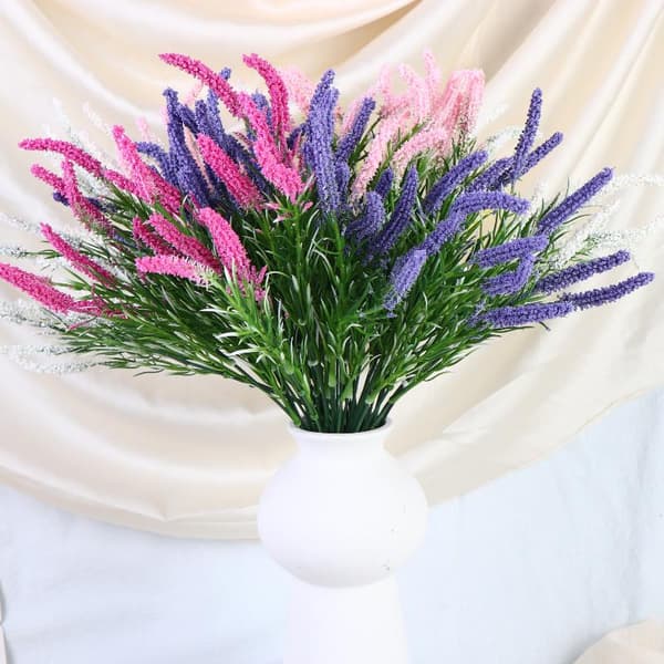 2 stk. kunstig lavendel hvede buket blomst til hjemmebryllup White