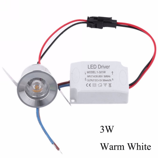 1/3W Innfelt Mini Spotlight Lampe Takmontert LED Downlight Warm white 3W
