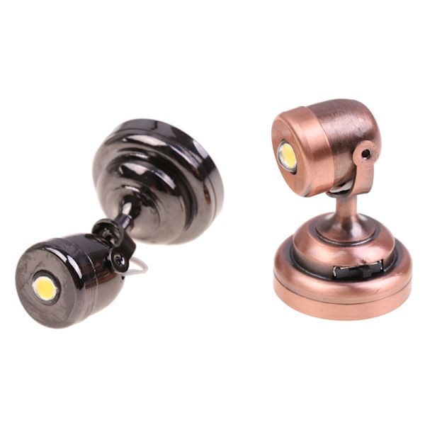 1:12 Dukkehus Miniature LED Lampe Væglampe Radium Spotlight m/ Black one size