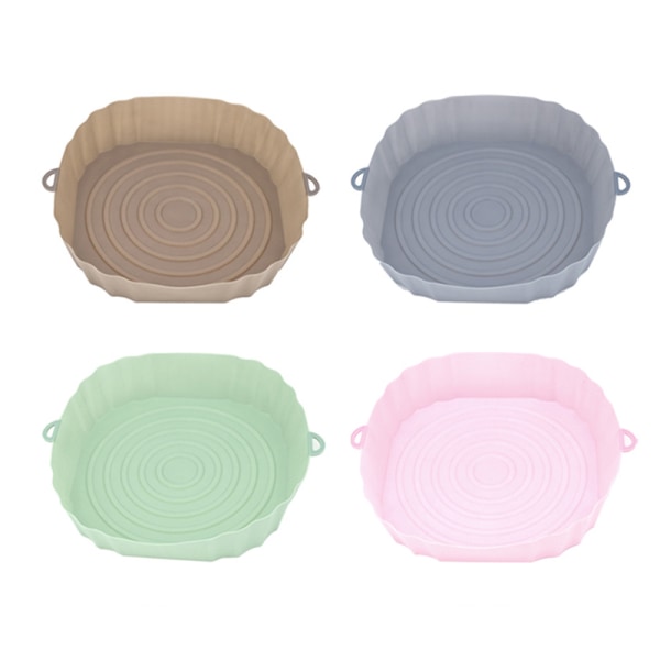 Silikoni Air Fryer Liner Pad Neliönmuotoinen Uudelleenkäytettävä Air Fryer Pot Tray Green 17cm