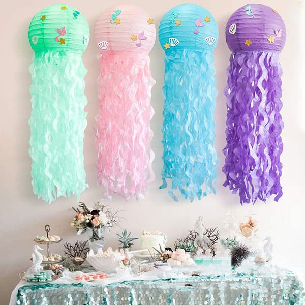 Havfruefestdekorasjon DIY Hengende Maneter Lantern Little M Blue one size