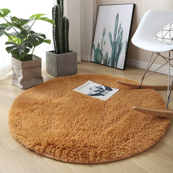 Fluffy Ullteppe Stue Tepper Fuskepels Rund Mat Barnerom Coffee 40*40cm