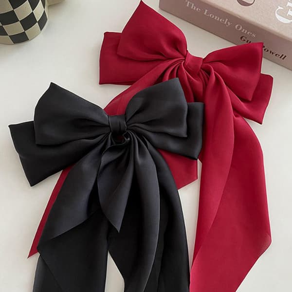 Sløjfebånd Hårnåle Hovedbeklædning Simple Elegant Satin Spring Clip Fi White ONESIZE