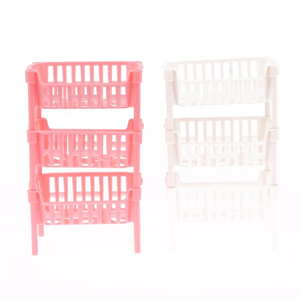 1/12 Dollhouse Mini förvaringskorgar Dockhus Stapelbar baske White one size
