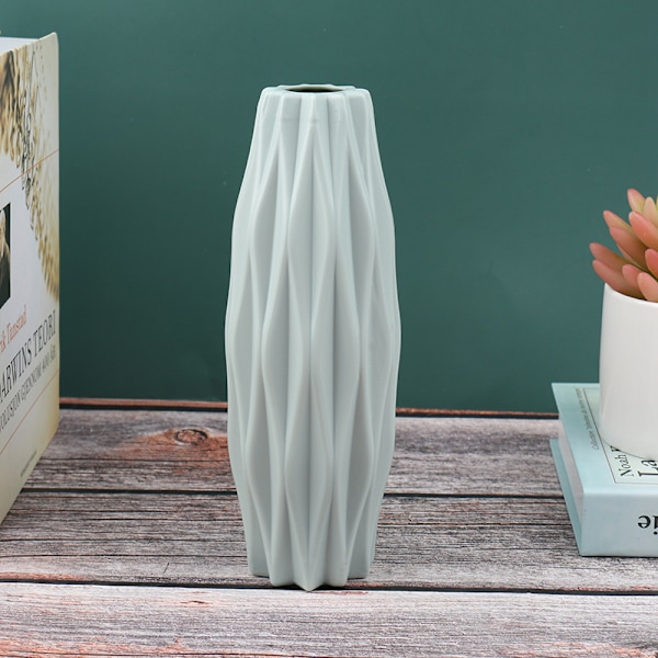 Blomstervase Dekoration Hjem Plast Vase Hvid Imitation Cerami Green 4Pcs