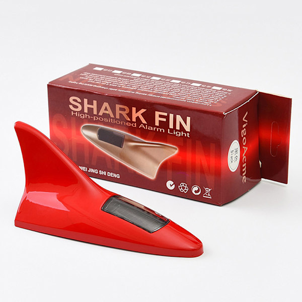 Universal LED Light Car Shark Fin Antenne med Solenergi Aut Red Onesize