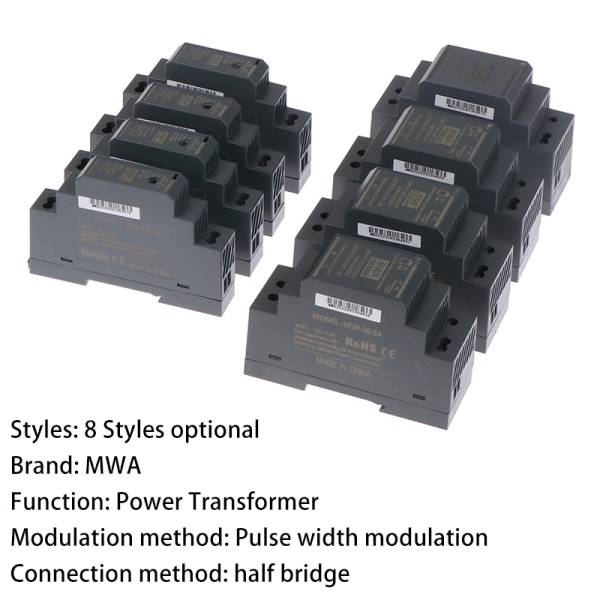 Power kytkentävirtalähteet DC HDR-15W/30W-5V/12V/15V/24V Hal black HDR-15-5V/2.4A