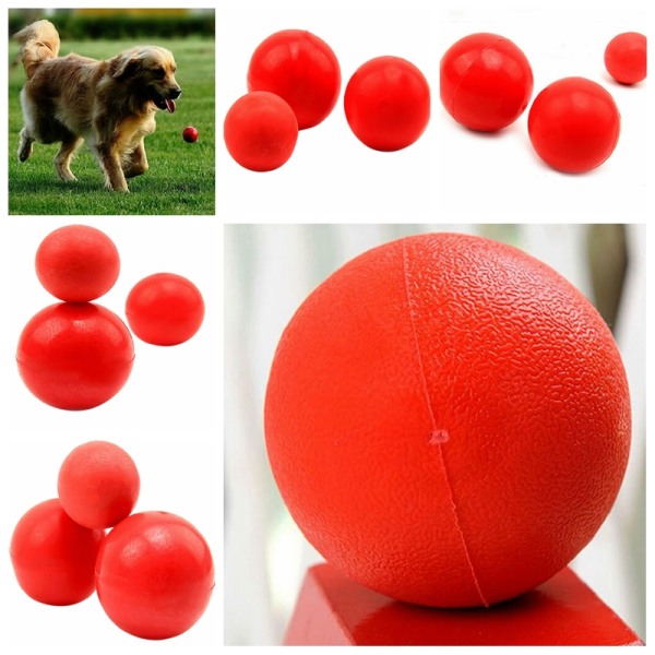 Uopslidelig solid gummibold Kæledyrskat Hundetræning Tyggeleg Red L7cm