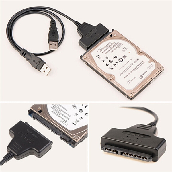 2017 Digital USB 2.0 til SATA-konverteradapterkabel for 2.5 SA Black 5cm*4cm*1cm