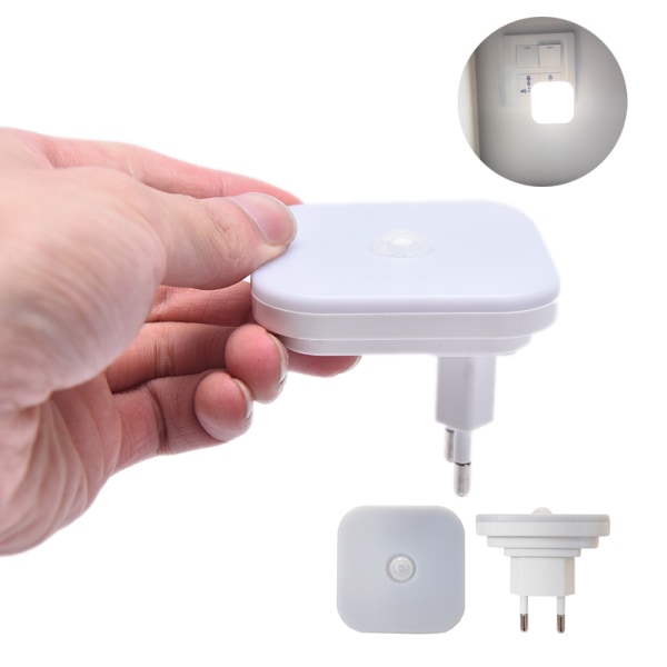 Nattlys Med EU-plugg Smart Motion Sensor LED Veggplugglampe Warm White