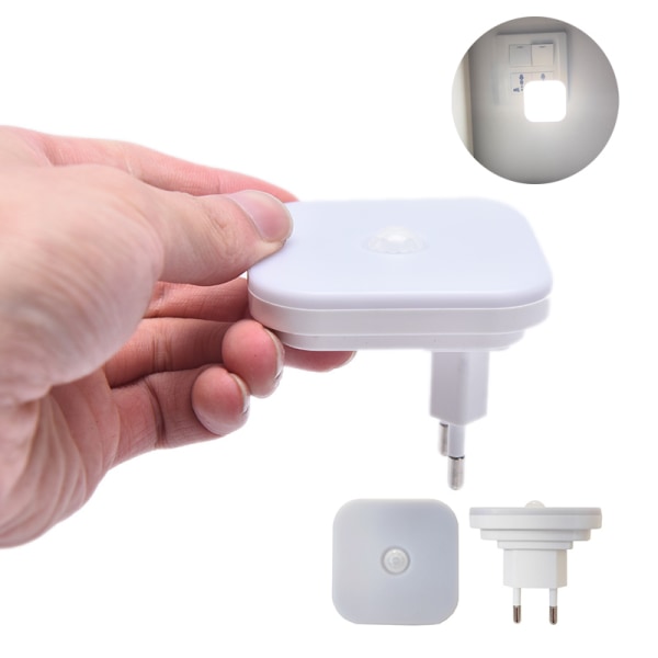 Nattlys Med EU-plugg Smart Motion Sensor LED Veggplugglampe White