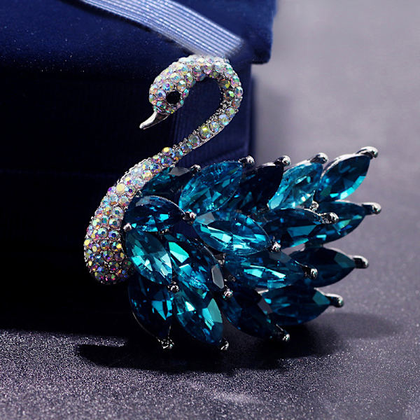 1 Stk Rhinestone Swan Brocher Blue Gradient Swan Broche Elegant Blue one size