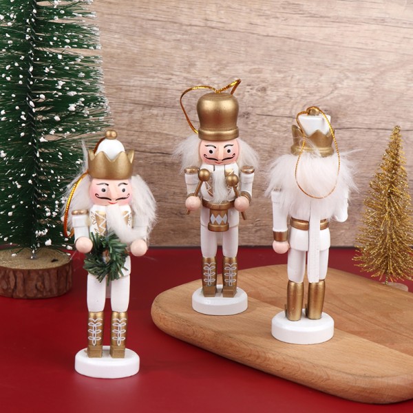 1 Stk 12CM Nøddeknækker Puppet Soldat Pendant Jule Decor Doll White one size