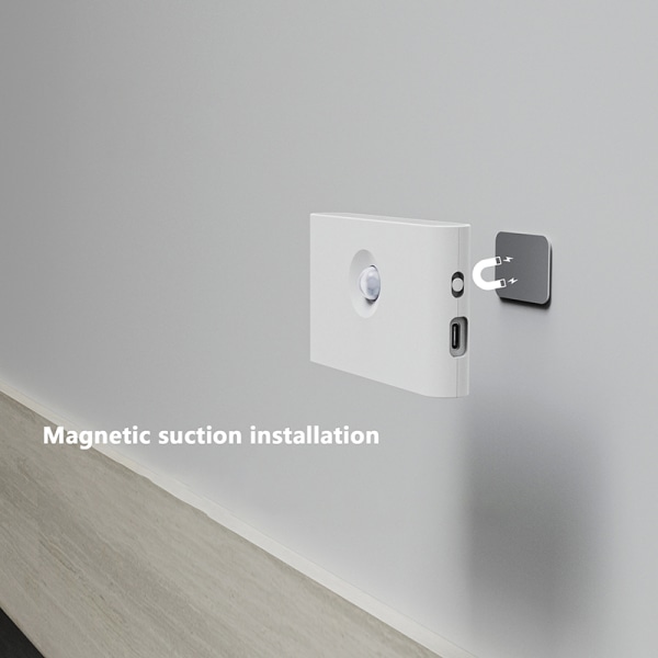 Smart Motion Sensor Light Genopladelig trådløs magnetisk LED-indgang White A