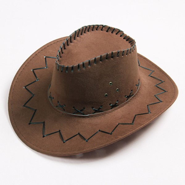 Western cowboyhatt buet rand utendørs solhatt ferie for småbarn Coffee 56-58cm