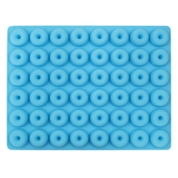 48-Cavity Fancy Donut Chokolade Pan Silikone Form Bagning Mou Blue one size