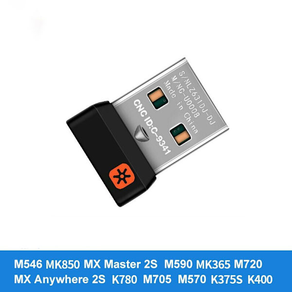Wireless Dongle Receiver Unifying USB Adapter til Logitech PC M Black 6 channels