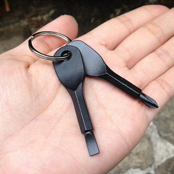 2 nøgler rustfri nøglering lommeværktøjssæt EDC Outdoor Multifun 银色
