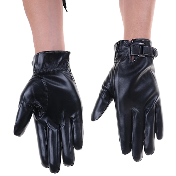 Vinterläderhandskar Hel Finger Motorcykelkörning Varm Touch Black one size