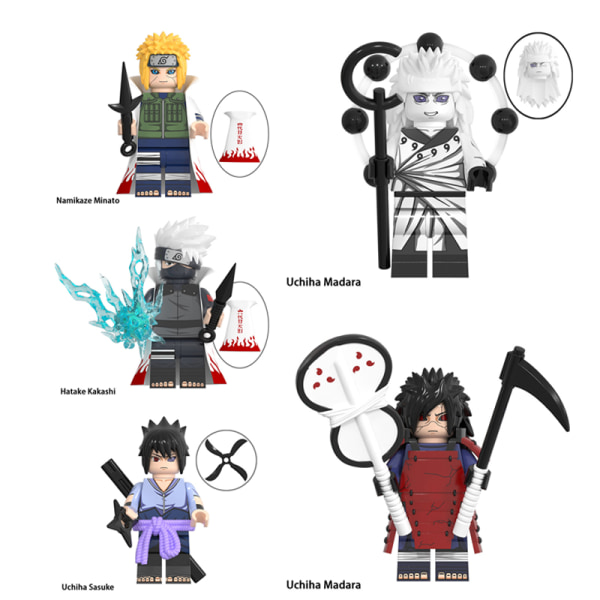 5kpl Narutos Blocks Rakennuspalikat Madara Zetsu Might Guy Sasu white one size